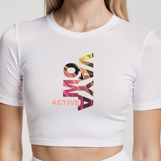 MOVAYA ACTIVE Cropped T-Shirt - Flow Vertical Edition